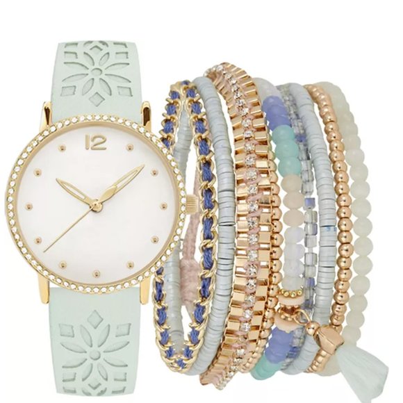 Jessica Carlyle Mint Floral Faux Leather Watch - Picture 2 of 2